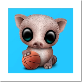 Baby Pig Playing With Basketball Posters and Art